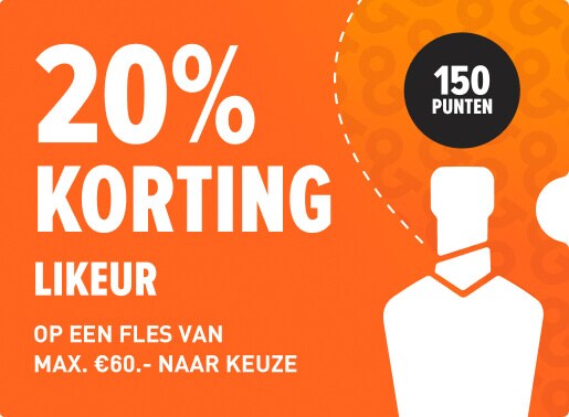 20% korting op likeur bij inlevering van 150 punten